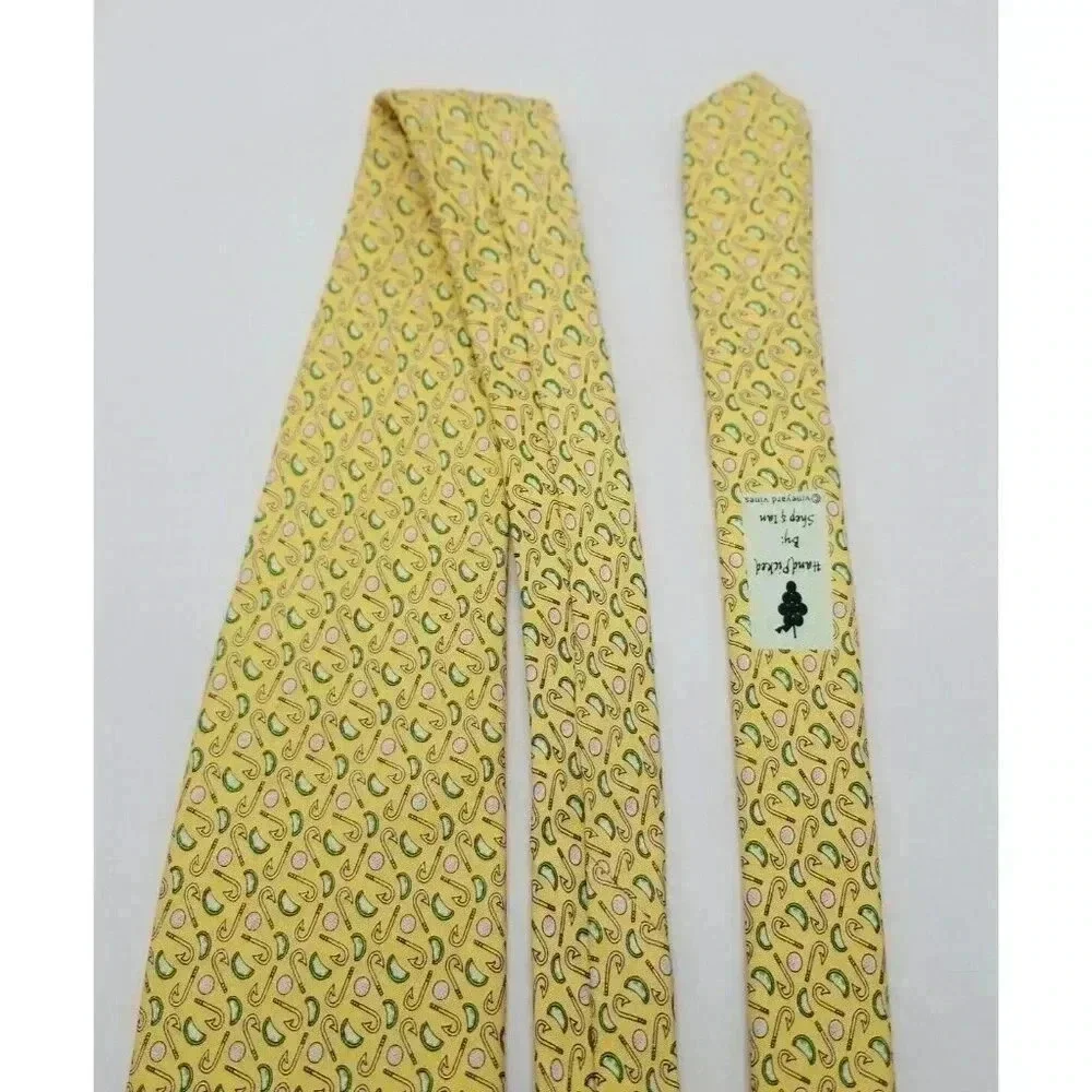 Vineyard Vines Fishing Hook / Golf Ball / Lime Wedge All Over Print Men Silk Tie
